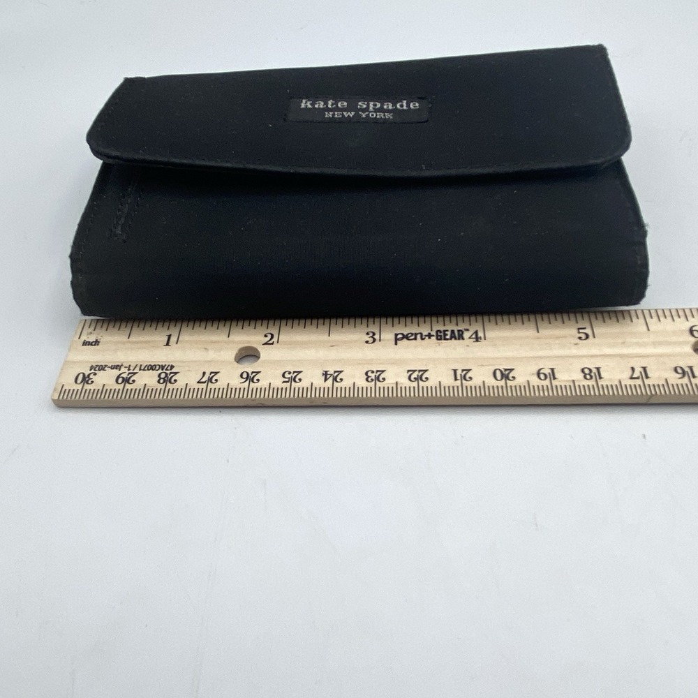 Kate Spade New York Tri-Fold Wallet Black With Silver Hardware - Picture 2 of 12